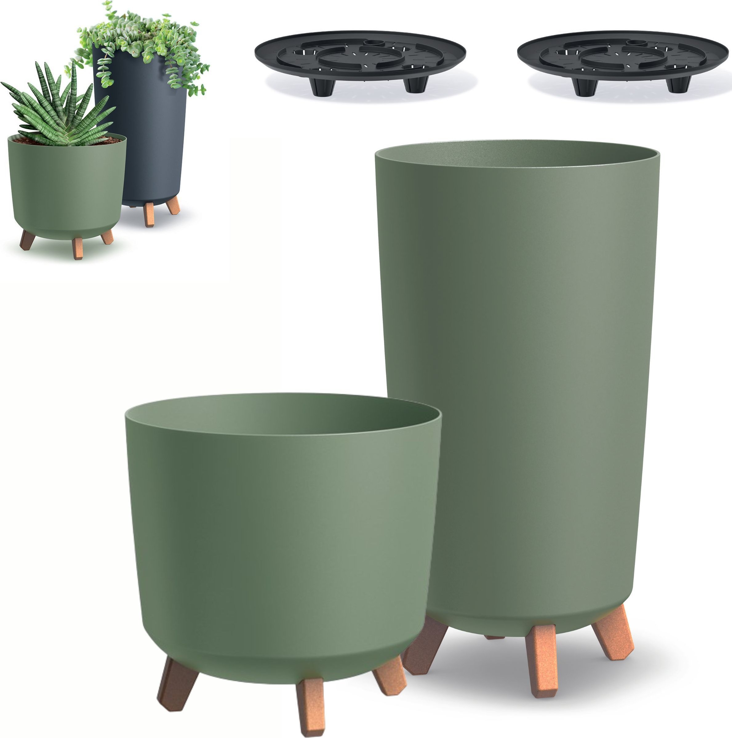 Prosperplast 2x Doniczka okrągła na nóżkach GRACIA DGTL240 + DGTL300L