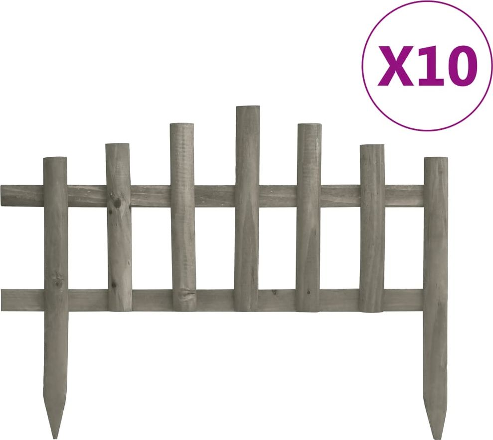 vidaXL Obrzeża trawnikowe, 10 szt., drewno jodłowe, 4,4 m