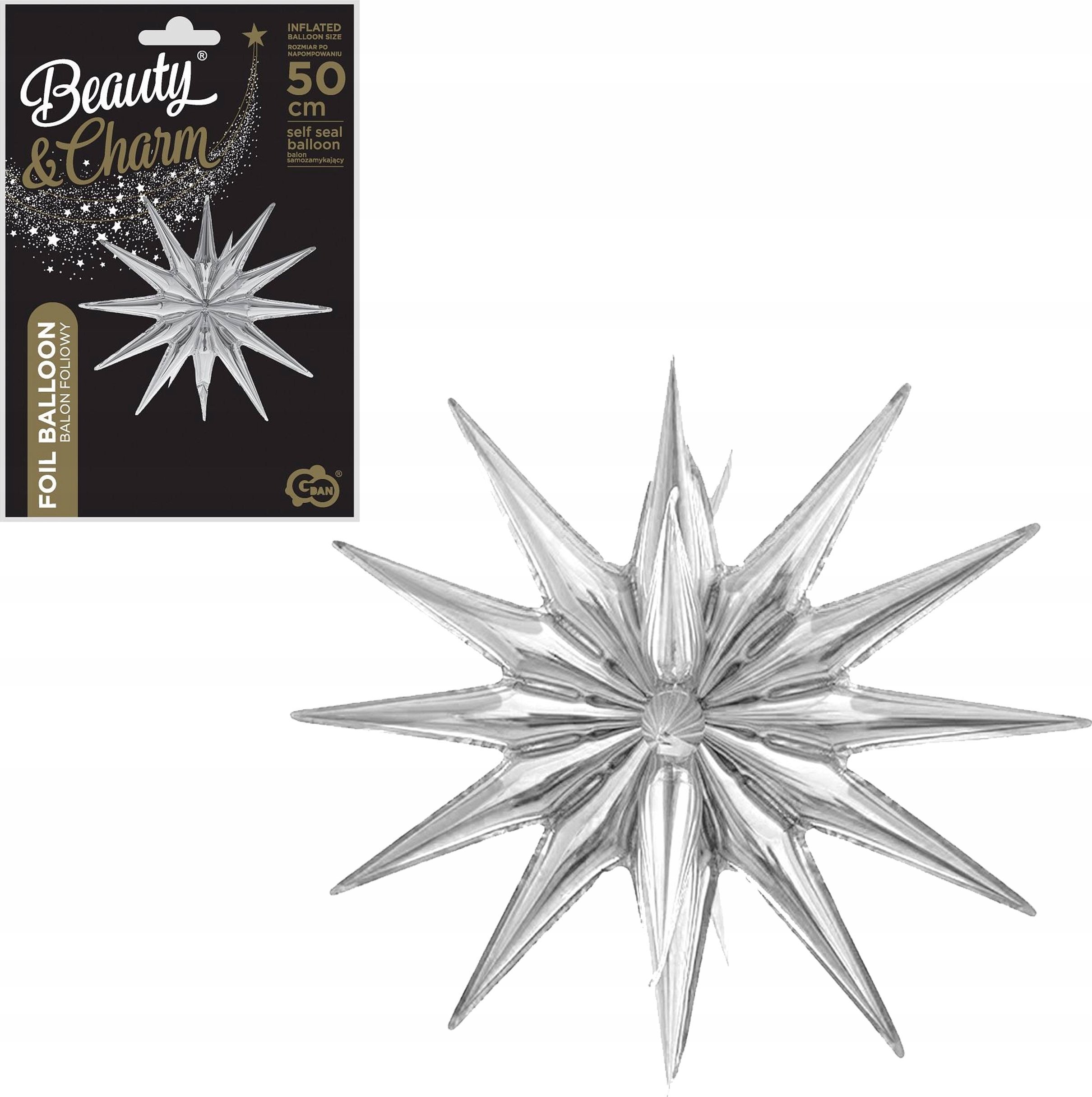 GoDan Balon folia Gwiazda 3D srebrna 50x46 FG-G3SR 92377