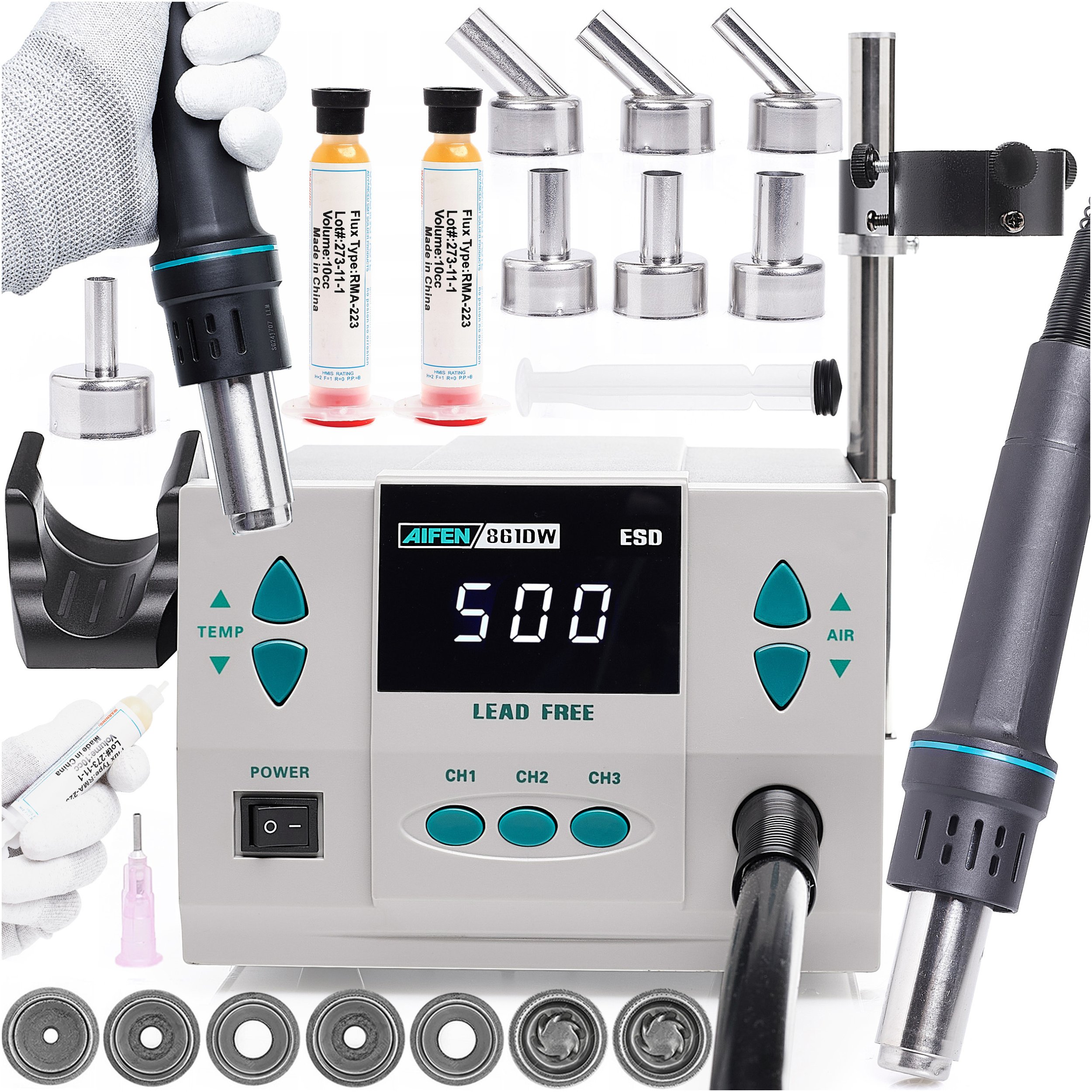 Stacja Hot Air na Gorące Powietrze Spawarka Aifen 861DW 1000W Uchwyt Kolby