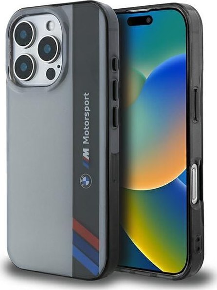 BMW BMW BMHCP16L23HTFEG iPhone 16 Pro 6.3" szary/grey hardcase Motosport IML Vertical Stripe