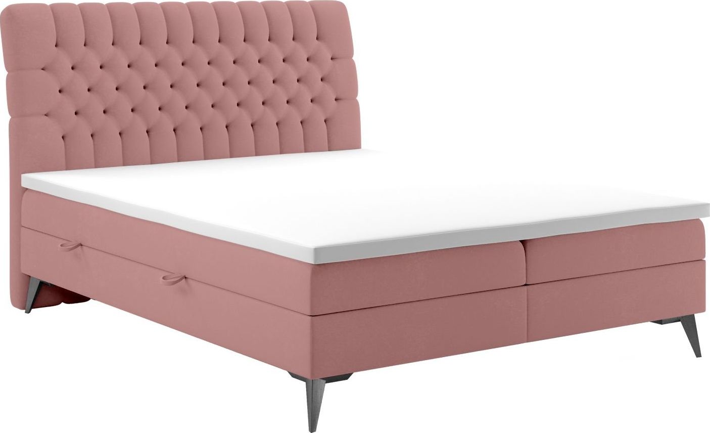 LAVERTO Łóżko kontynentalne BETAFO 160x200 różowe velvet z pojemnikiem