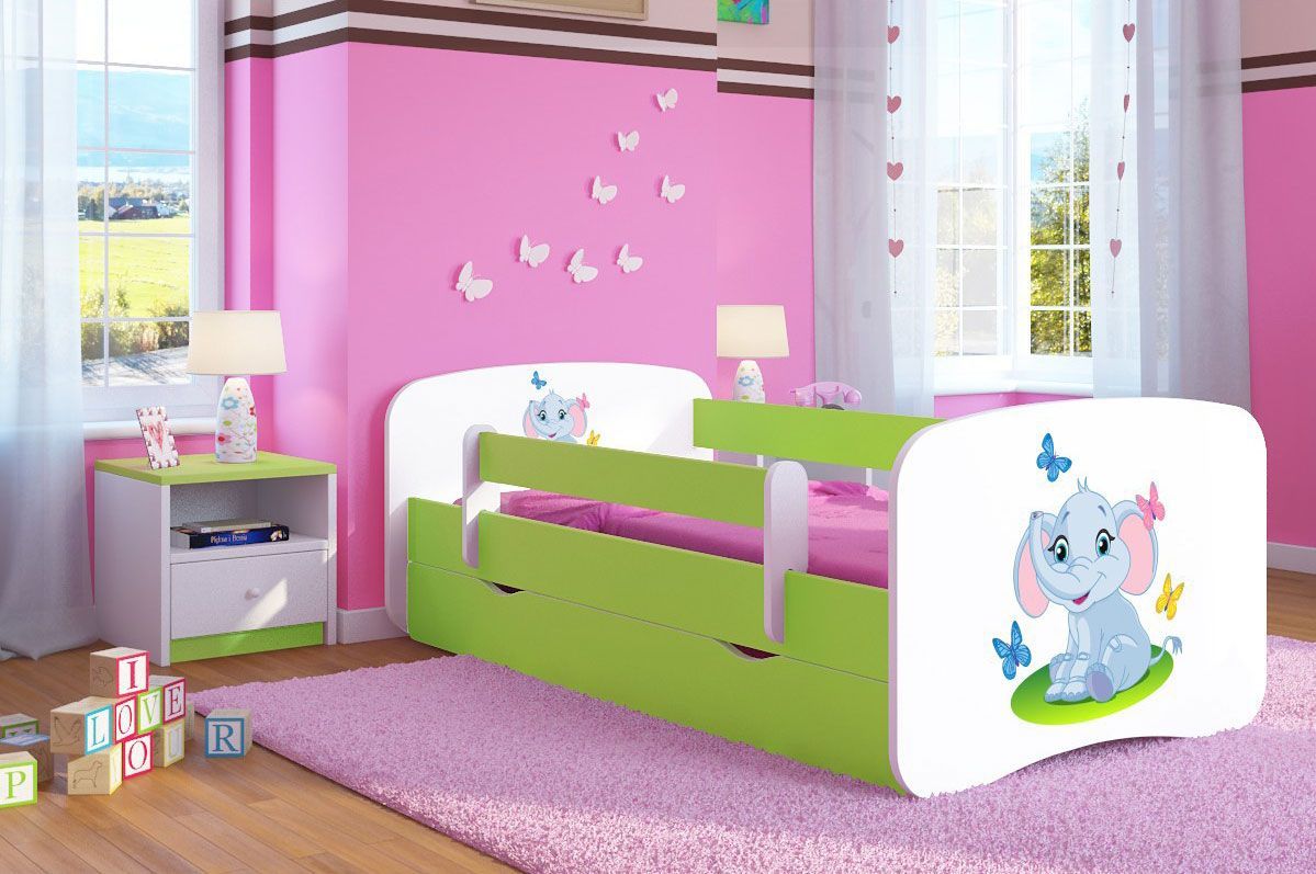 Elior Łóżko dziecięce ze stelażem Happy 2X mix 80x160 - zielone