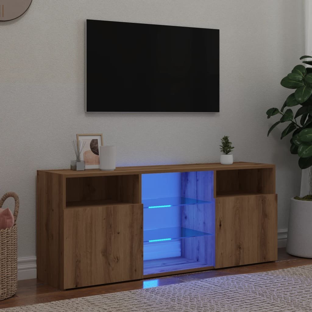 vidaXL Szafka pod TV z oświetleniem LED, dąb artisan, 120x30x50 cm