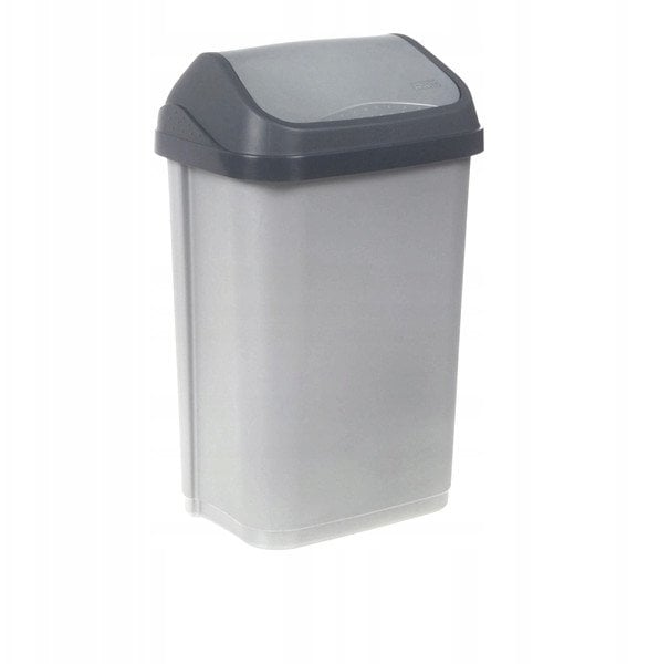 Waste bin with swivel lid 10L Swantje 25 5x19x38cm air silver color 4001515306959