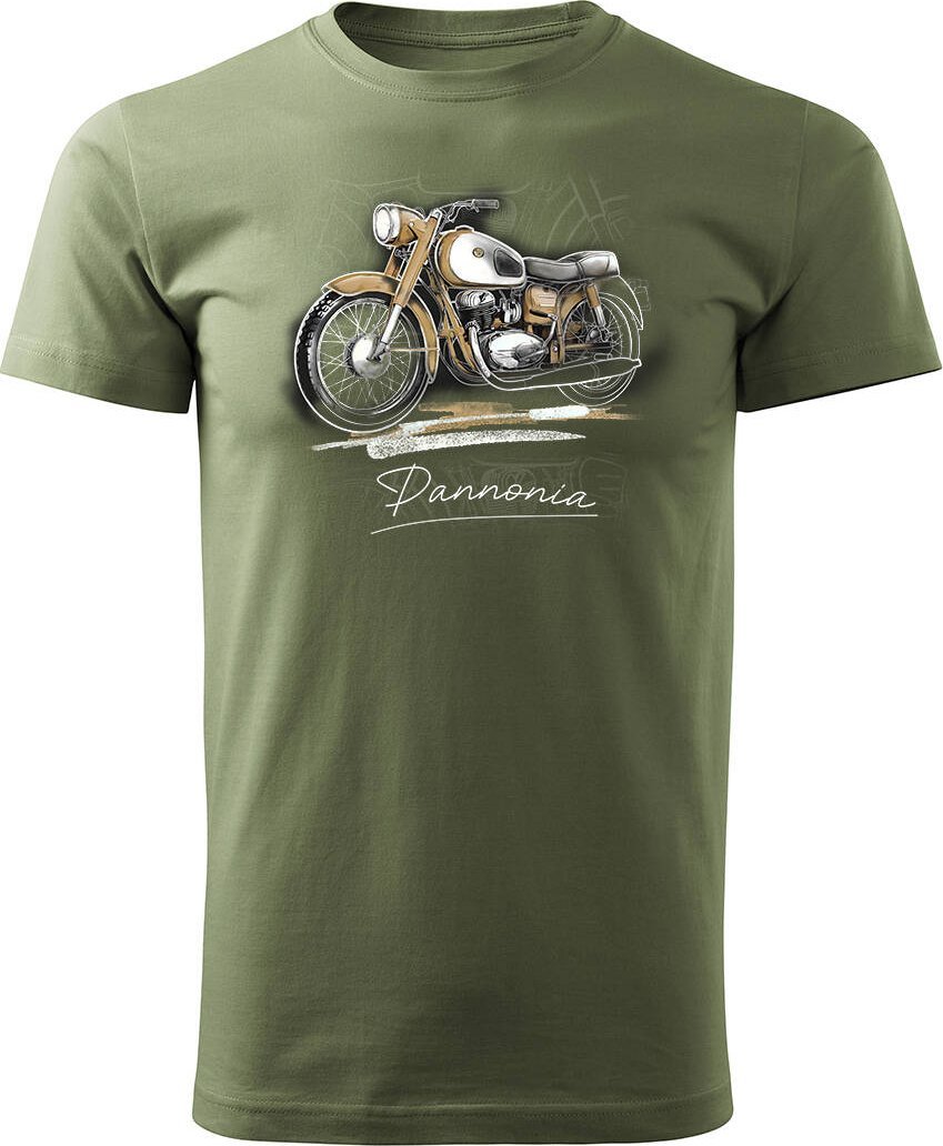 Topslang Koszulka z motocyklem na motor Pannonia panonia męska khaki REGULAR S
