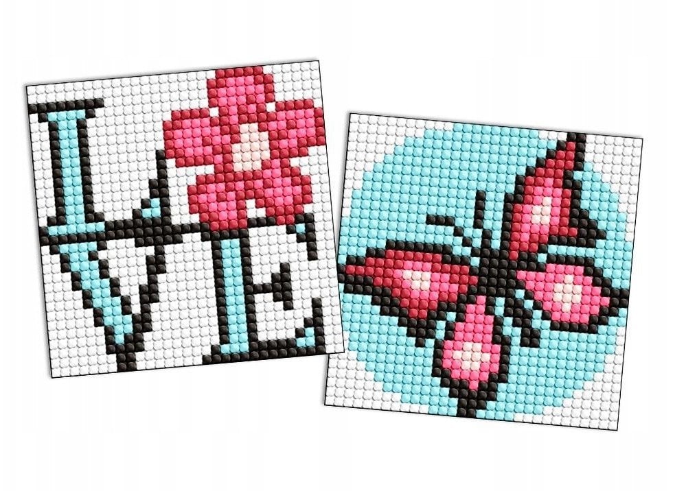 Diamentowa mozaika na magnesie IDEYKA, 9x9 cm, kids, pełen wdzieku motyl, 2 szt.