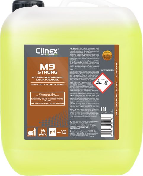Clinex Płyn do mycia silnie zabrudzonych podłóg posadzek CLINEX M9 Strong 10L Płyn do mycia silnie zabrudzonych podłóg posadzek CLINEX M9 Strong 10L