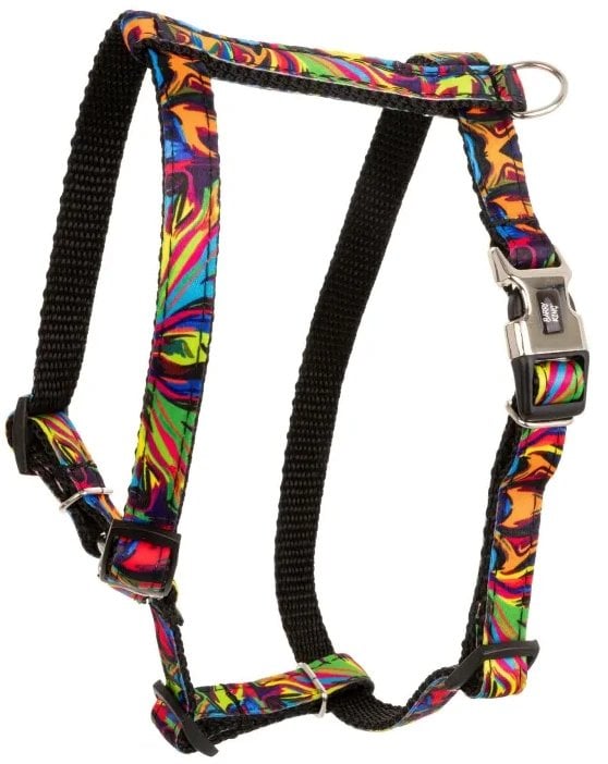 Szelki dla psa, wz�r picasso, ta�ma polipropylenowa, 16mm/30-60cm czarne