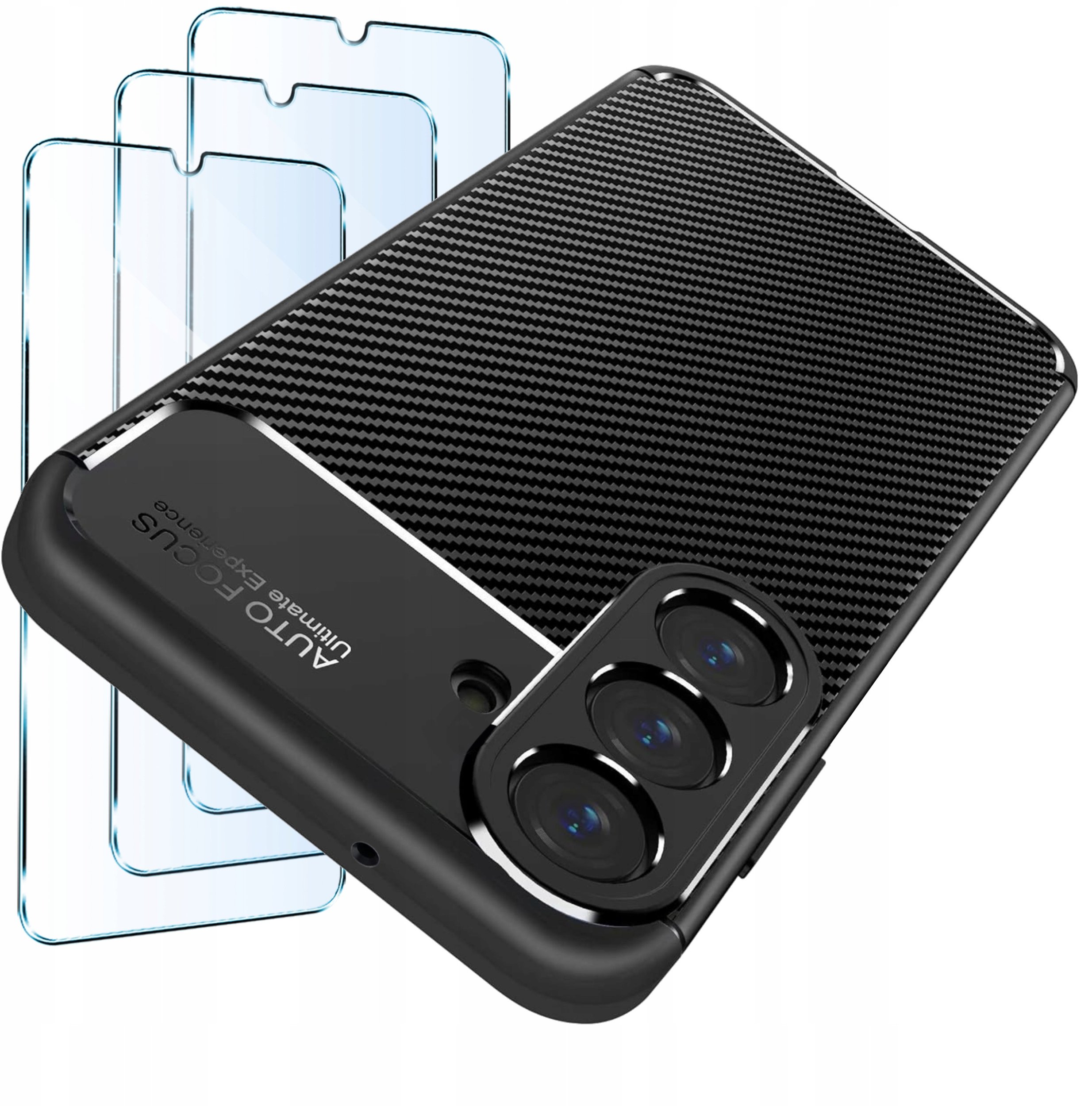 ZESTAW Etui do Samsung A26 5G Pancerne Carbon CASE + 3 SZTUKI SZKŁO