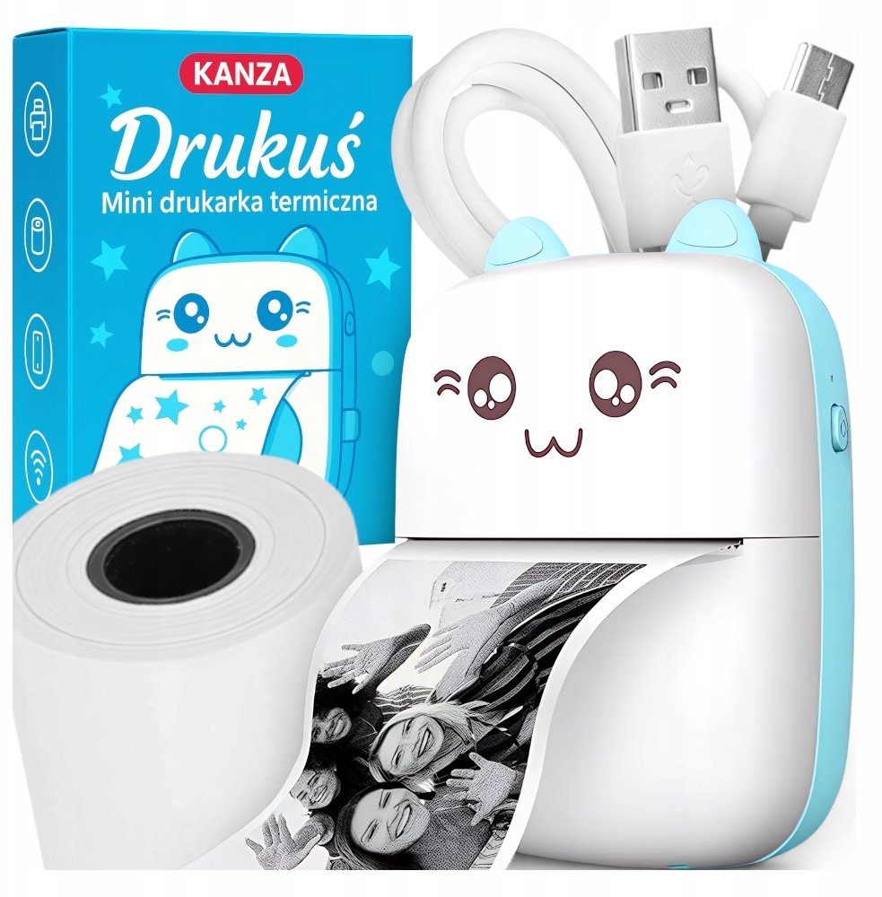 MINI DRUKARKA DRUKUŚ NIEBIESKA KOTEK C9 KANZA