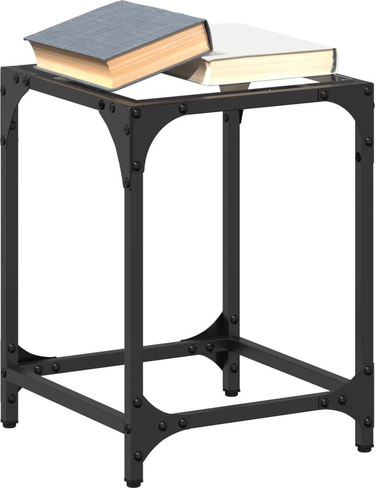 vidaXL Stoliki kawowe ze szklanym blatem, 2 szt., 30x30x40 cm, stal