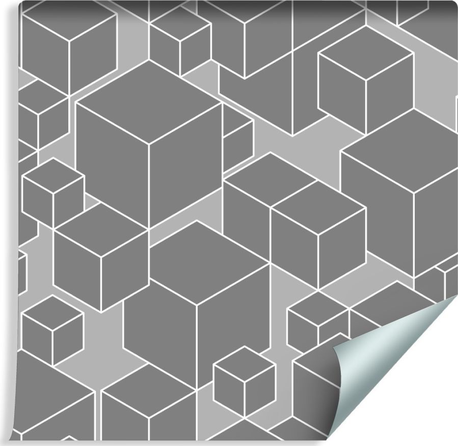 Muralo Tapeta GEOMETRYCZNA - Sześciany w Odcieniach Szarości
