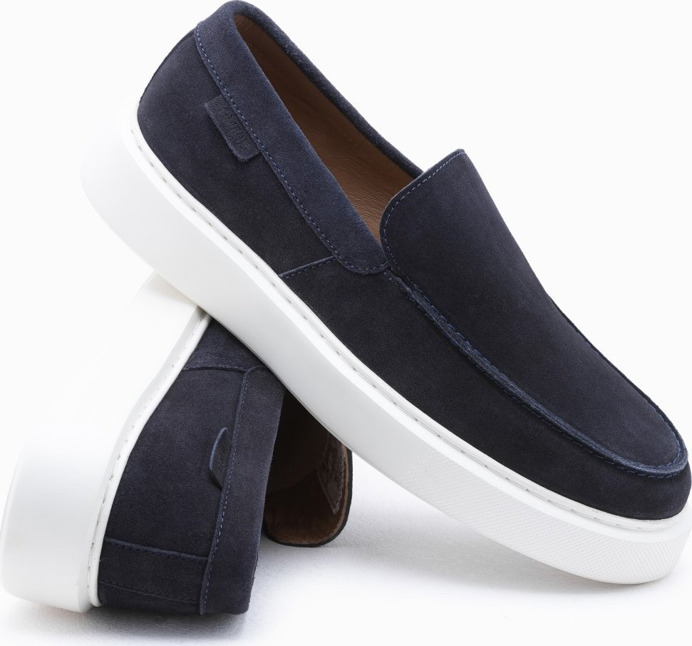 Ombre Męskie półbuty slip on na grubej podeszwie - granatowy V4 OM-FOCS-0152 41