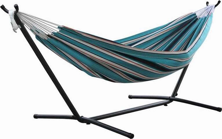 Sunbrella Hamak Sunbrella + stojak metalowy 8f, niebieski / turkusowy C8SUN