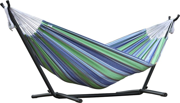 Brazilian Hamak Combo + stojak metalowy 8f, niebiesko-zielony UHSDO8