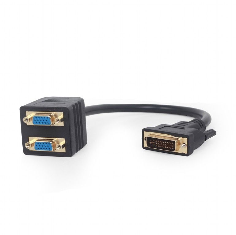Gembird pasywny adapter/splitter DVI męski do 2x VGA żeński, 0.3m, czarny (A-DVI-2VGA-01)