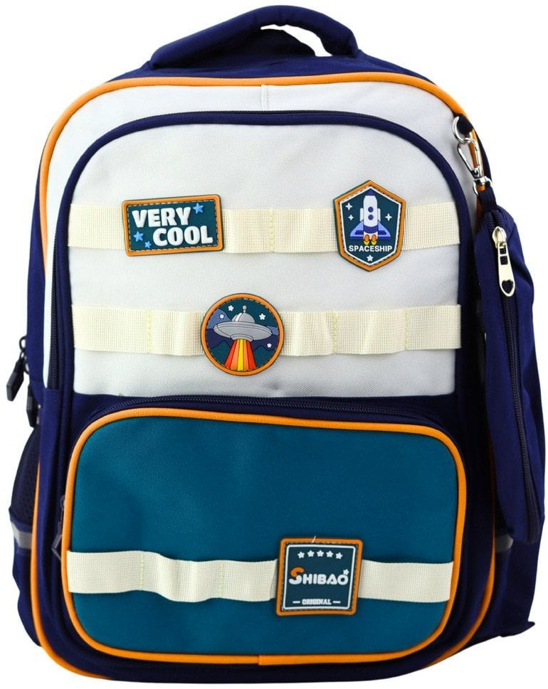 Plecak Szkolny Naszywki Kosmiczne Z Piórnikiem Granatowy 16L