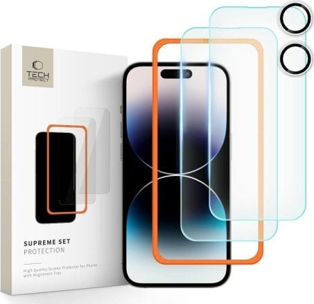 Tech-Protect SZKŁO HARTOWANE TECH-PROTECT SUPREME SET 3-PACK IPHONE 16 CLEAR