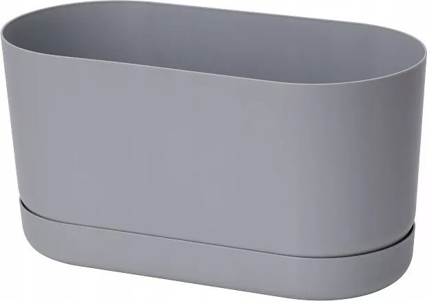 Form-Plastic Doniczka podłużna, skrzynka Satina 4290-040, Kolor Platyna, Form-Plastik, Wymiary 27x13x15 cm
