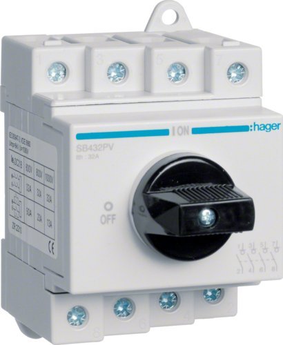 Hager Rozłącznik izolacyjny modułowy PV 4P 32A 1000V DC SB432PV