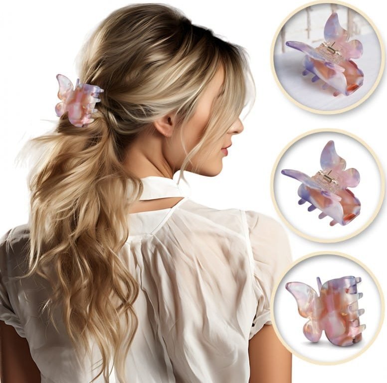 ECARLA Klamra d/wł. SP340R motylek różowy