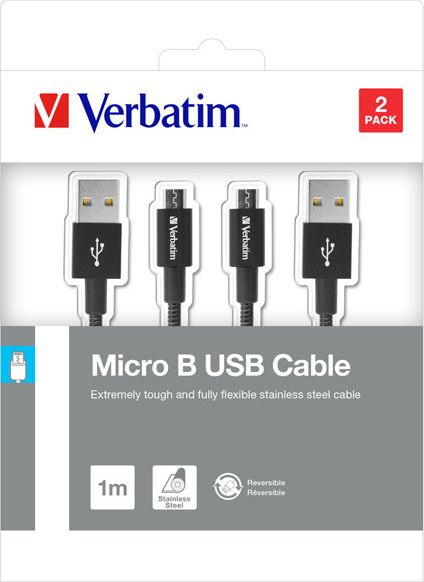 Kabel USB Verbatim USB-A - microUSB 1 m Czarny (48874)
