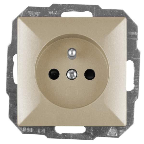 Abex Gniazdo z uziemieniem i przesłoną styków opal/perła satynowe