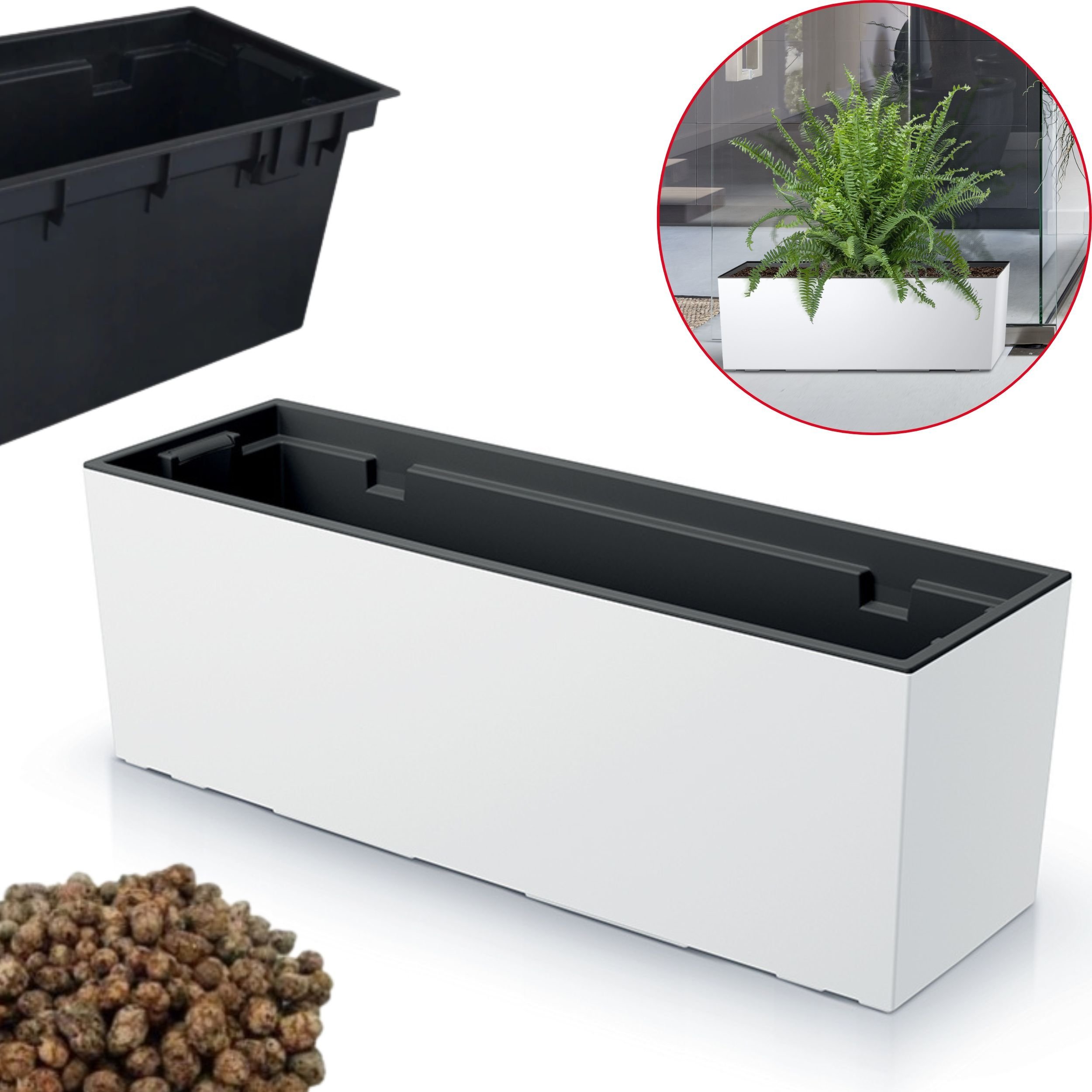 Prosperplast Doniczka podłużna Urbi DUC600 + keramzyt 2l Skrzynka + wkład