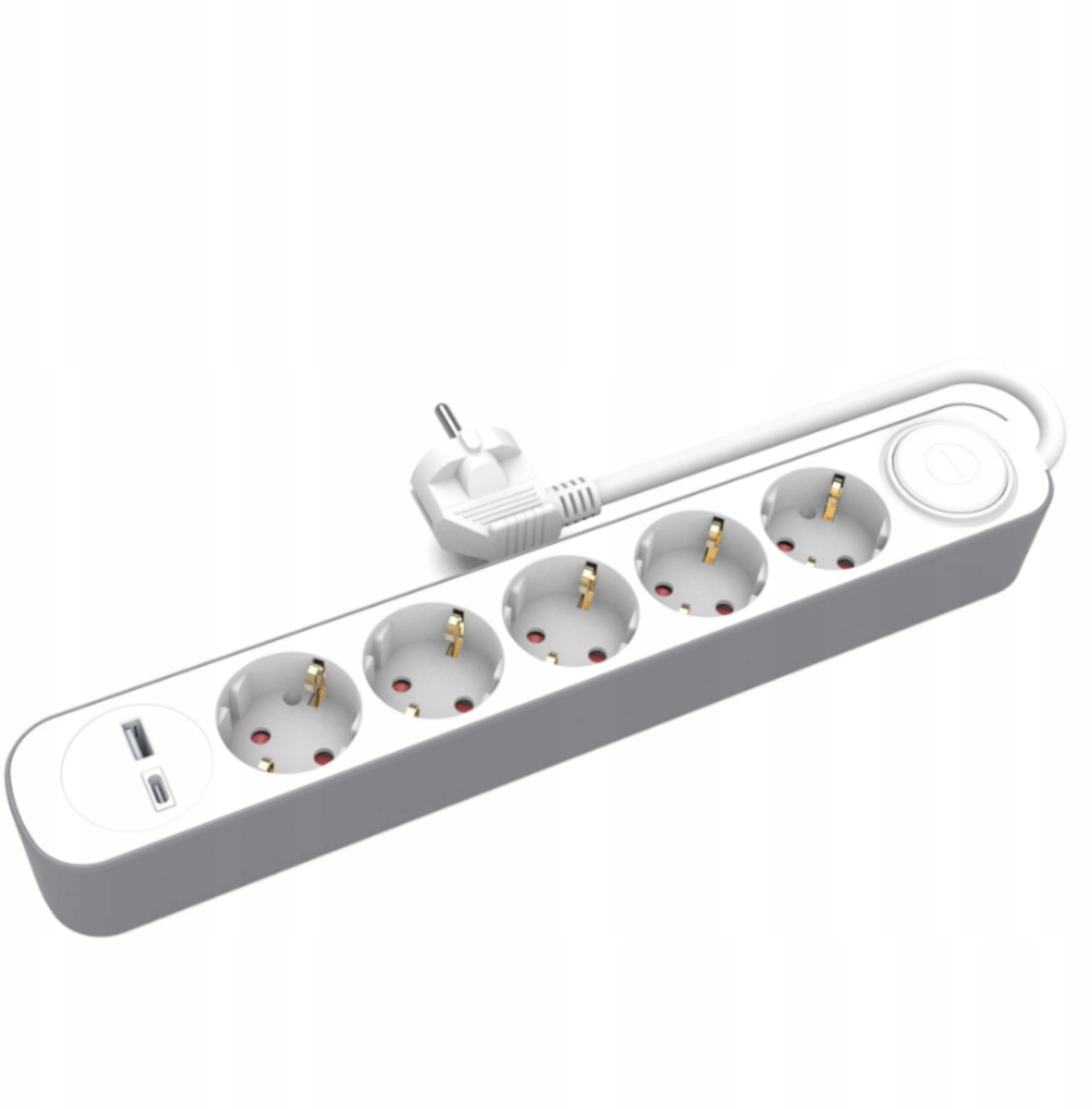 Przedłużacz stały 5x schuko włącznik oraz 1xUSB A 1xUSB C 1,5m PS-570SWS+USBA+USBC/1,5 E W-30009