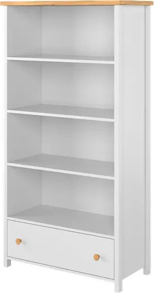 Lenart Biały otwarty regał z szufladą - STORY SO-02