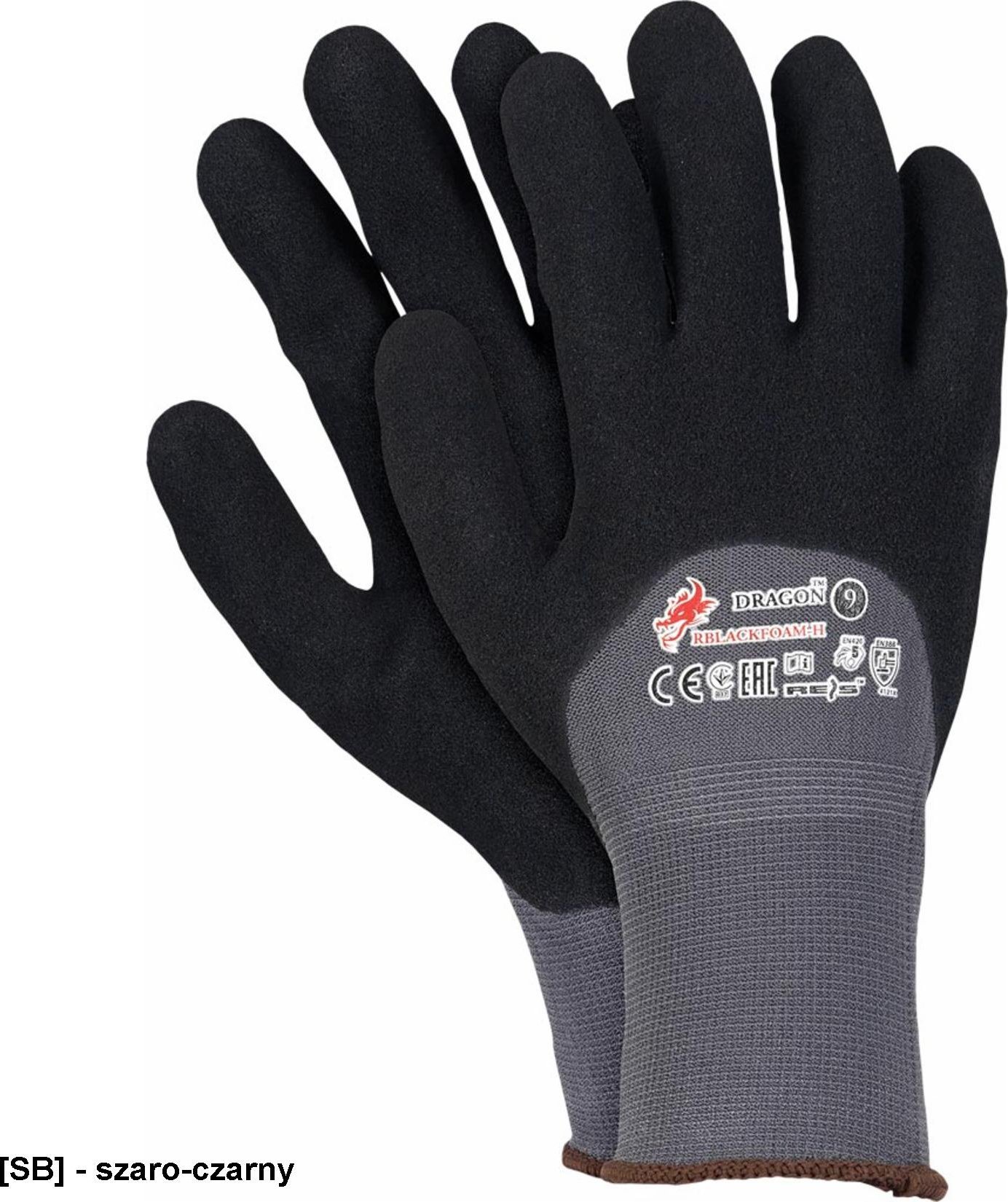 R.E.I.S. RBLACKFOAM-H - Rękawice ochronne wykonane z nylonu, powlekane spienionym nitrylem 7