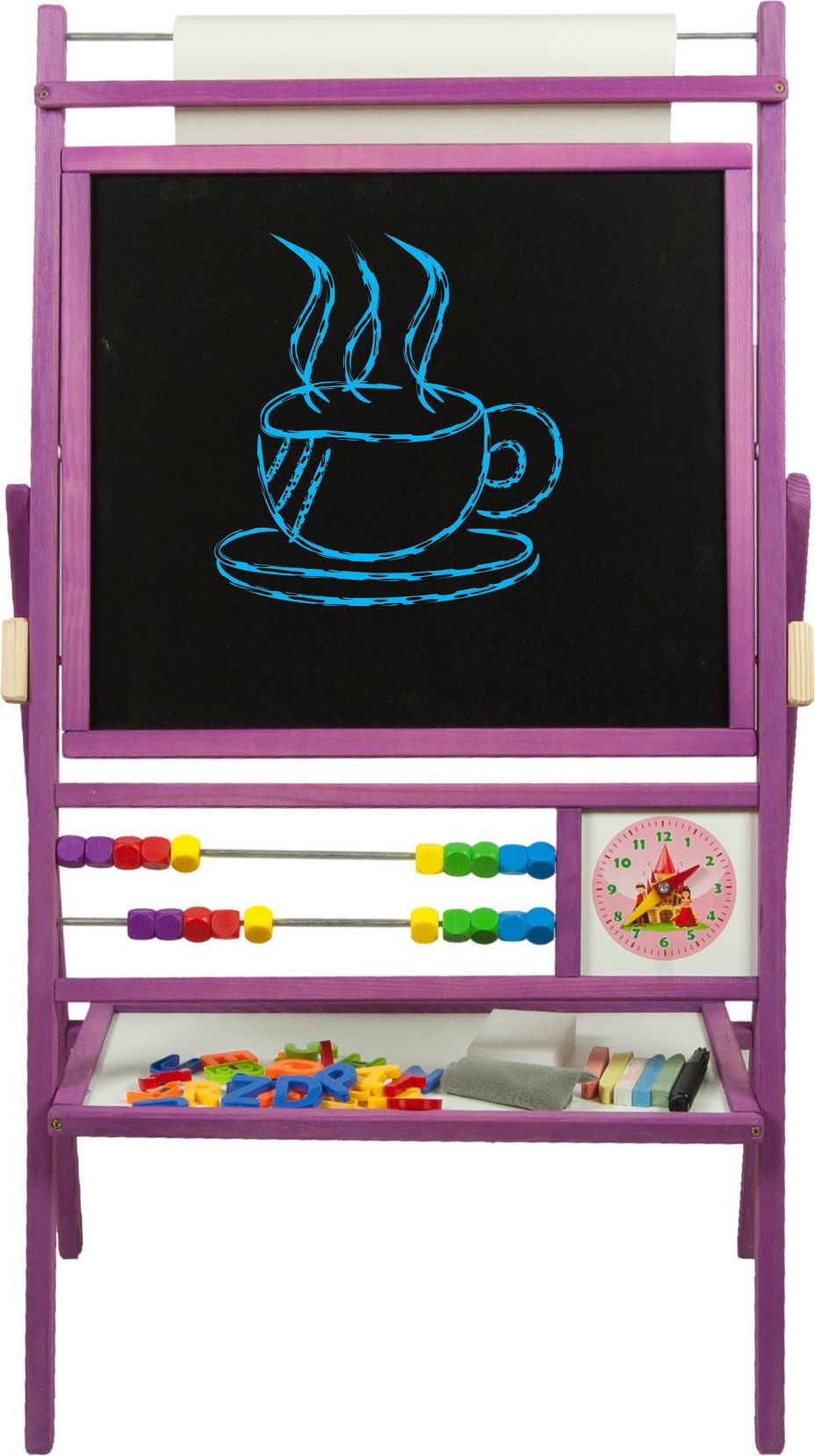 3toysm Apverčiama dvipusė medinė magnetinė piešimo lenta su popieriaus ritiniu 3toysm, TPF