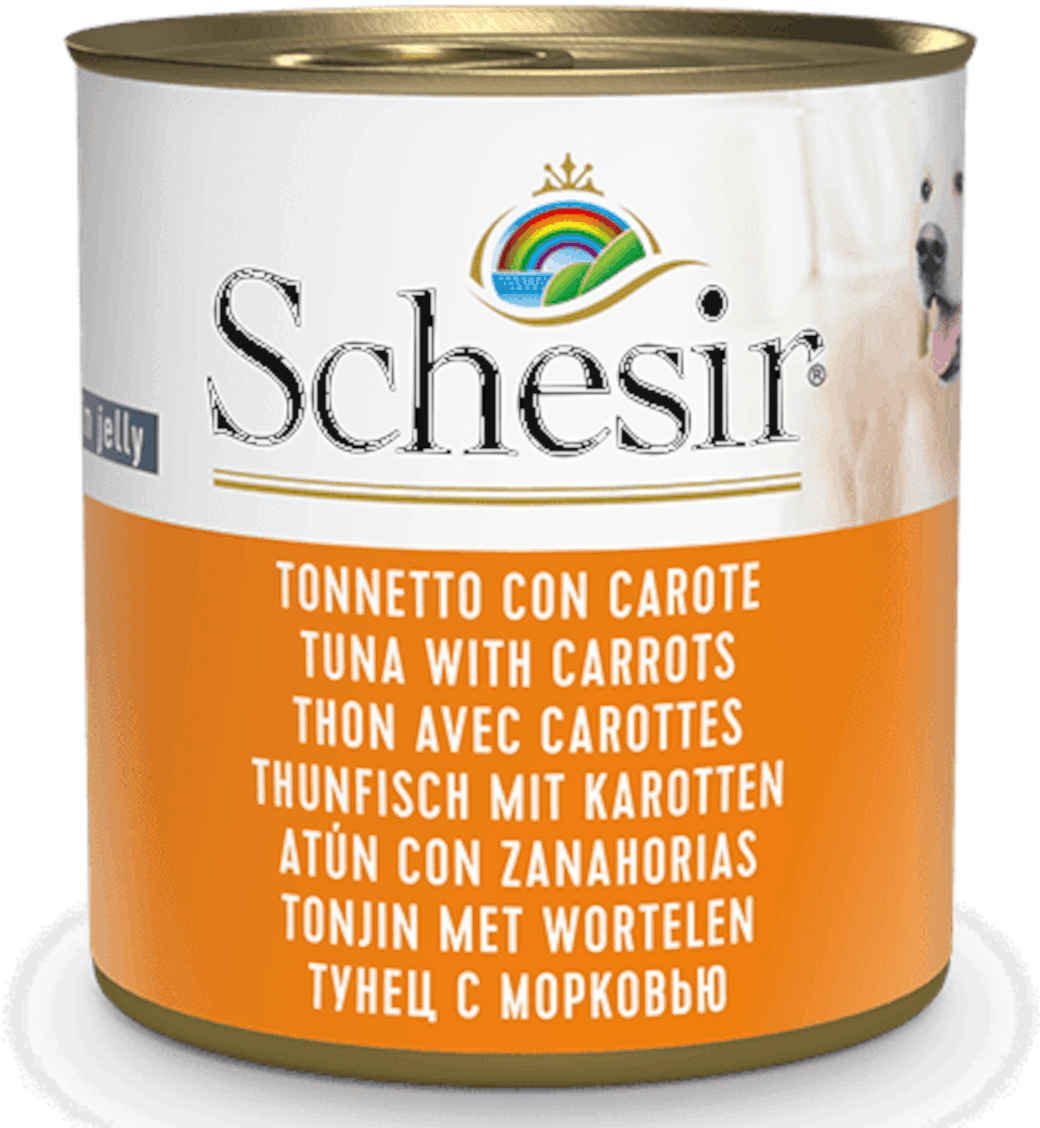 Schesir Complements, karma mokra dla psa, tuńczyk z marchewką w galarecie, 285 g, puszka