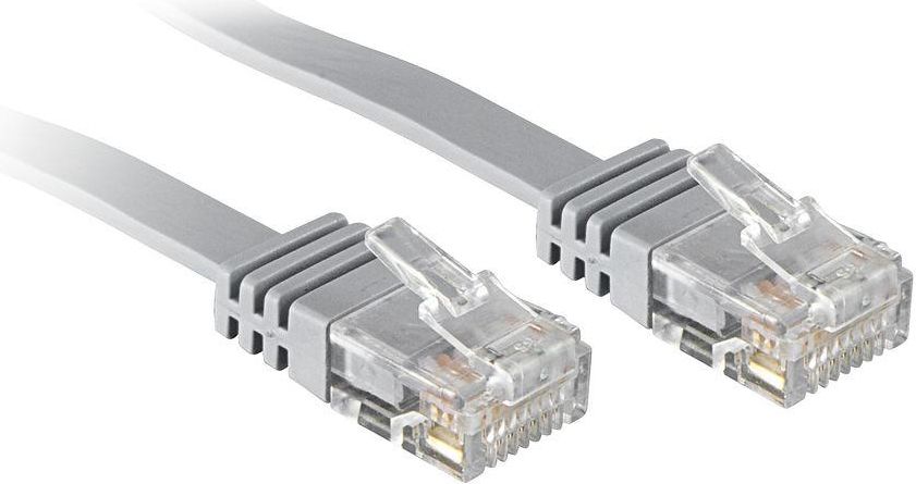 Lindy Patchcord Cat.6, U/UTP, płaski, 3m, szary (47493)