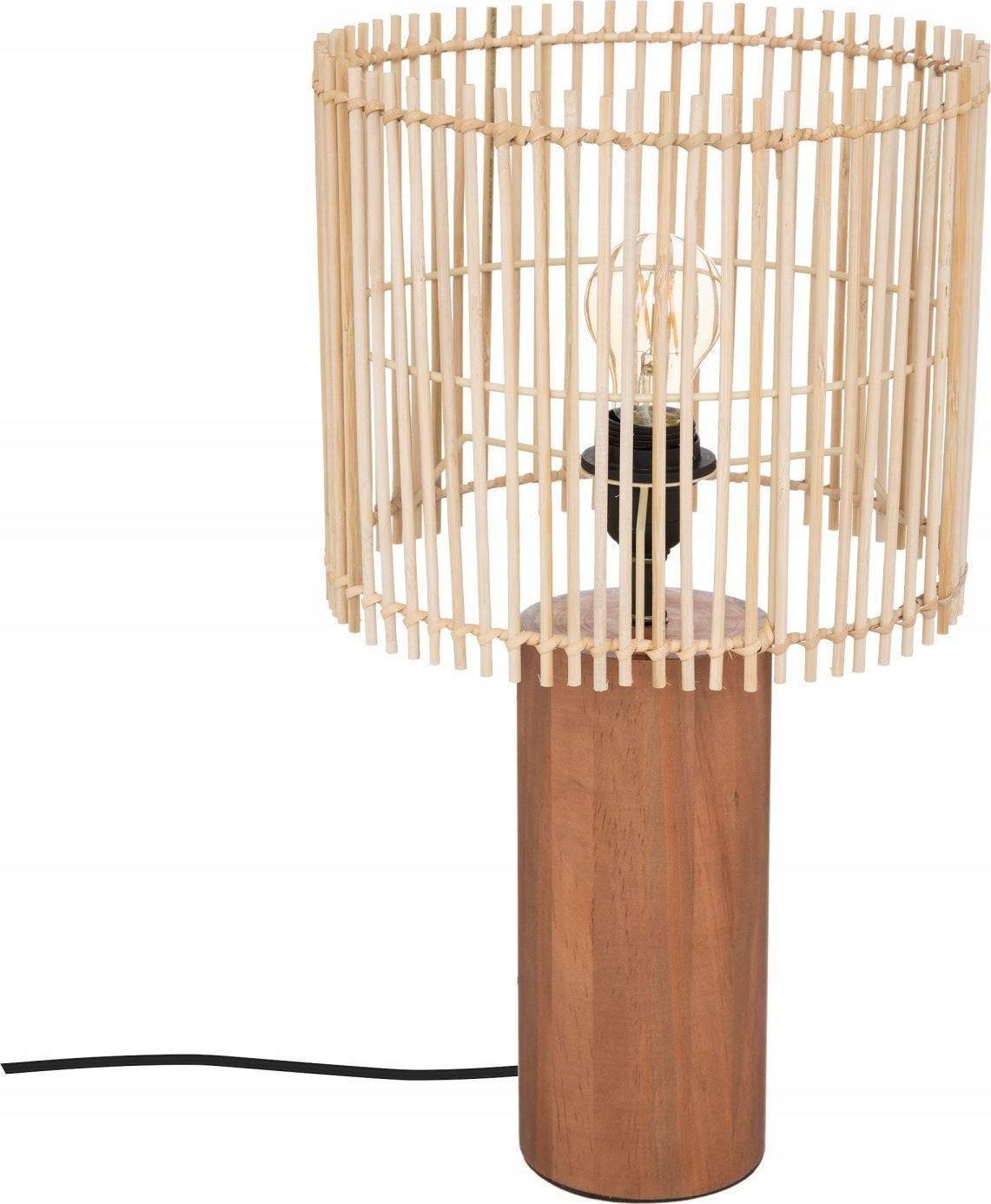 Atmosphera Lampa stołowa na drewnianej podstawce Davys, 48 cm