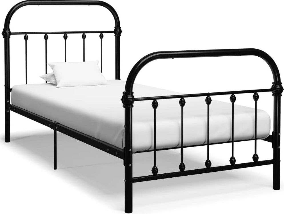 vidaXL Rama łóżka, czarna, metalowa, 100 x 200 cm