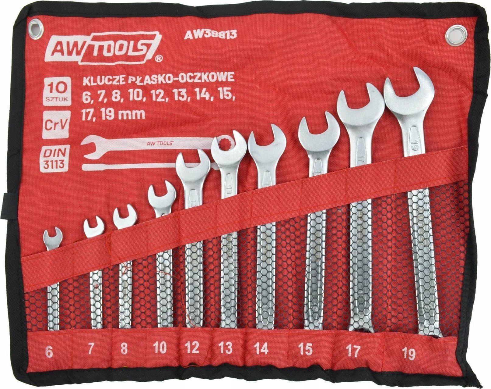 AWTools AW KLUCZ PŁASKO-OCZKOWY KPL.10szt./6mm-19mm