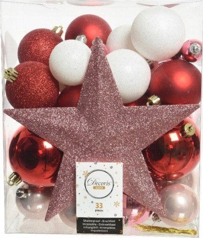 Kaemingk Zestaw bombek na choinkę ze szpicem 33 szt.