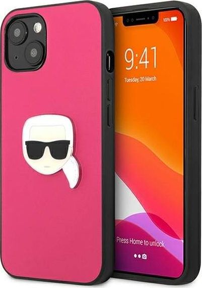 Karl Lagerfeld KLHCP13SPKMP iPhone 13 mini 5,4" różowy/pink hardcase Leather Ikonik Karl`s Head Metal
