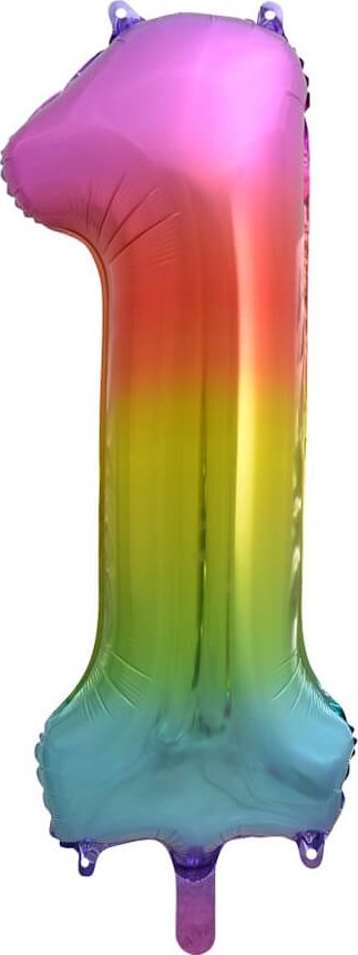 GoDan Balon foliowy cyfra 1 tęczowy - 85 cm - 1 szt. uniwersalny