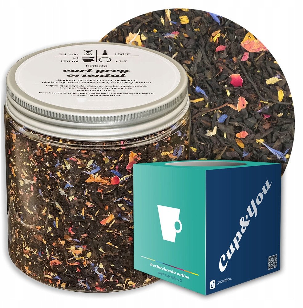 Herbata czarna EARL GREY ORIENTAL połączenia smaku mango i bergamotki - herbata liściasta sypana mieszanka napar susz - gotowa na prezent upominek