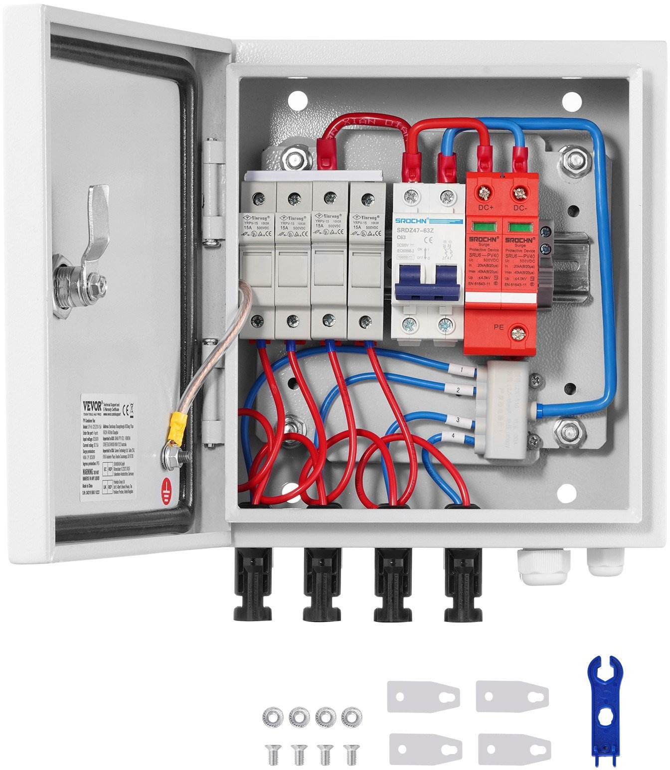 Rozdzielnia metalowa skrzynka fotowoltaika obudowa 15 A 500 V 4 obwody