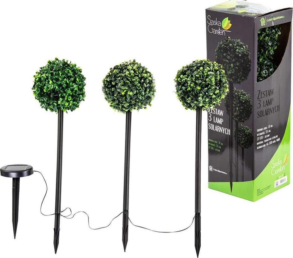 Saska Garden ZESTAW LAMP SOLARNYCH 3 KUL BUKSZPANOWYCH 27LED