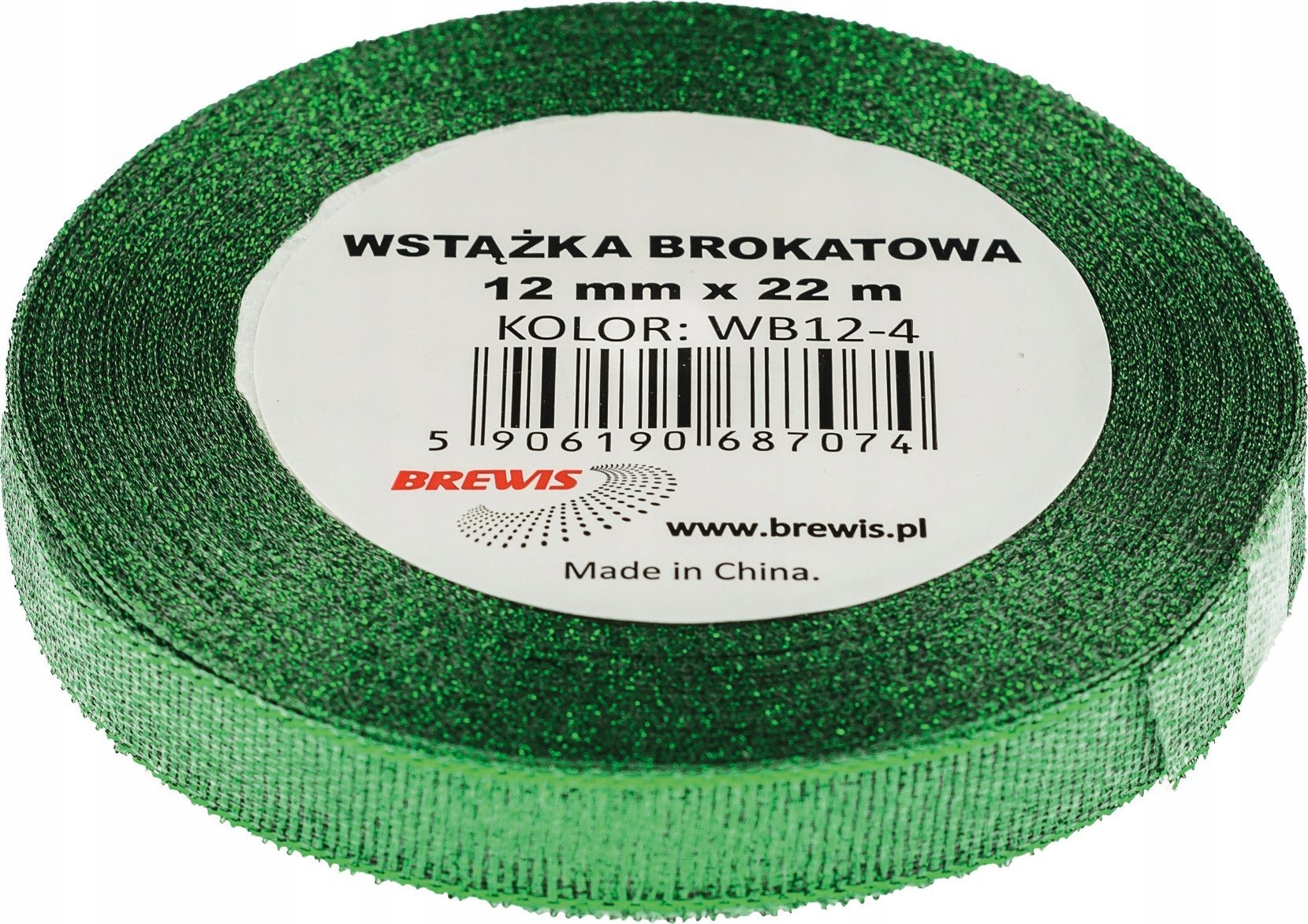 BREWIS Wstążka brokatowa 12mm WB12-4 zielona