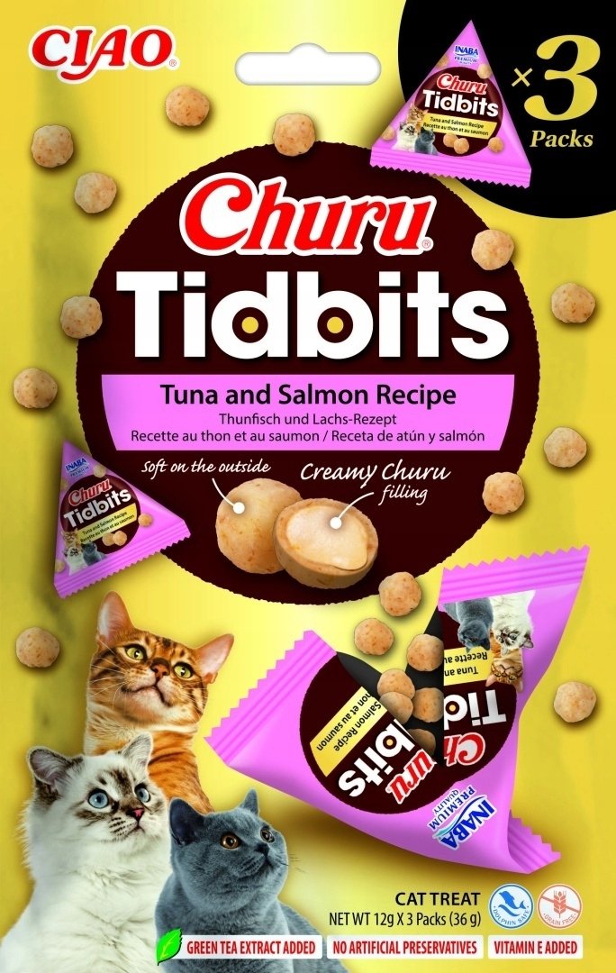 INABA CAT CHURU TIDBITS 3P TUNA&SALMON 3x12g