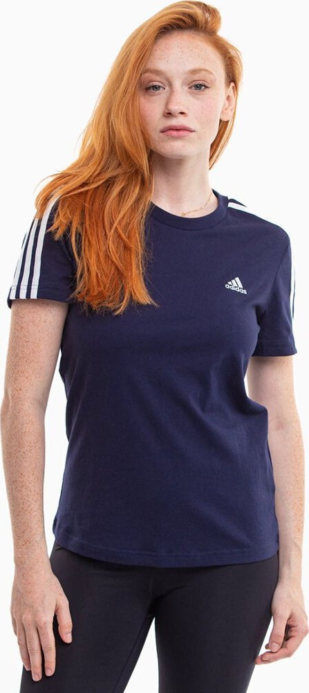 Adidas Koszulka damska adidas Essentials Slim 3-Stripes Tee granatowa IM2791 XS