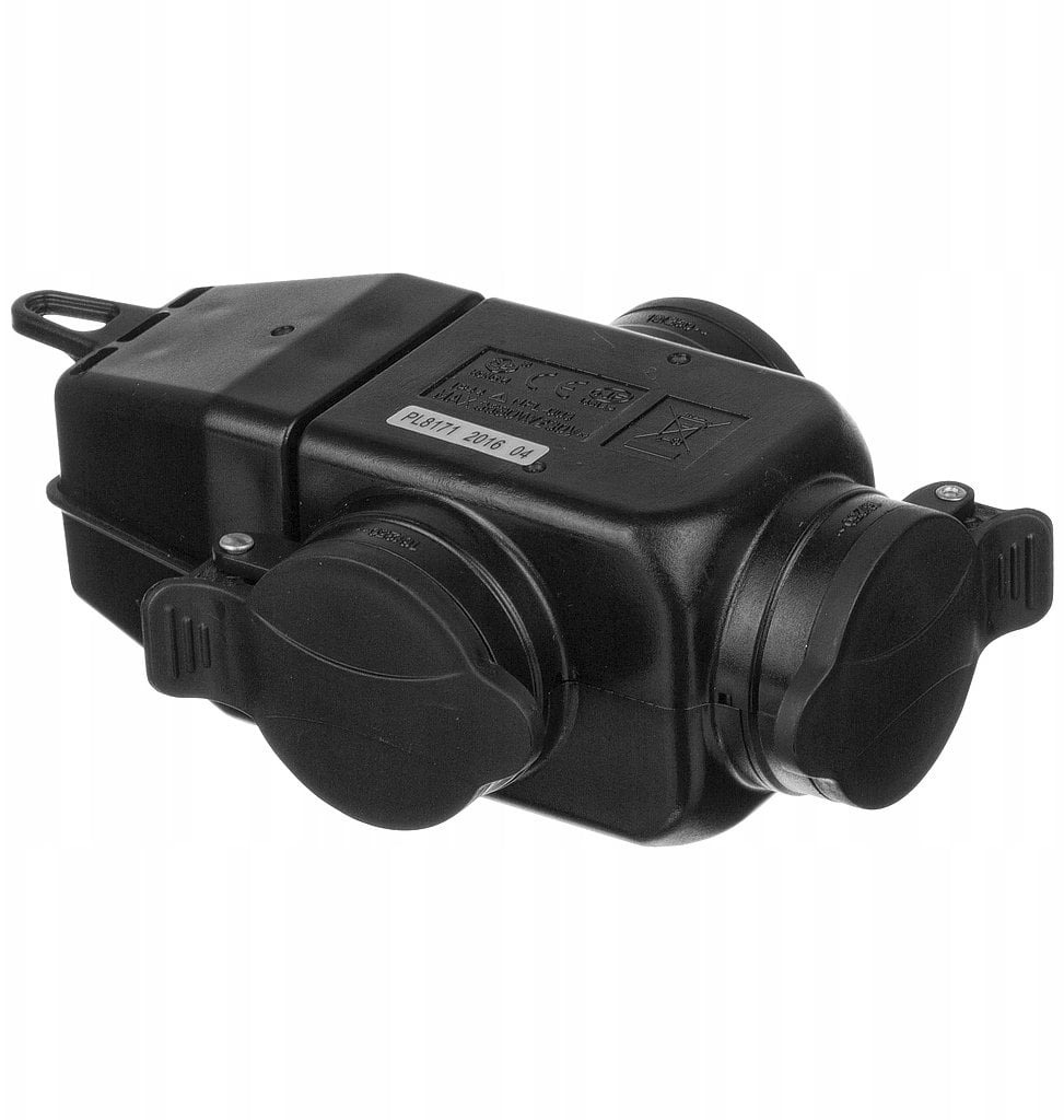 Rozgałęźnik na kabel potrójny z gumy IP44 3x16A 3500W - 3x gniazdo przedłużacza z klapką 24522