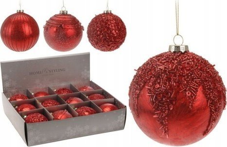 Koopman Bombka na choinkę szklana czerwona świąteczna 10 cm