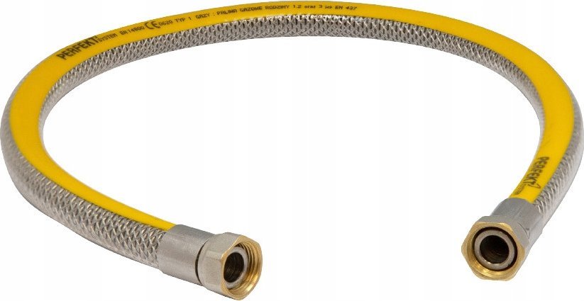 Wężyk przyłączeniowy Perfexim PHA-250/2 DN12 Typ1 WW L-1000 Bezpieczny metalowy przewód przyłączeniowy faliście giętki EN14800